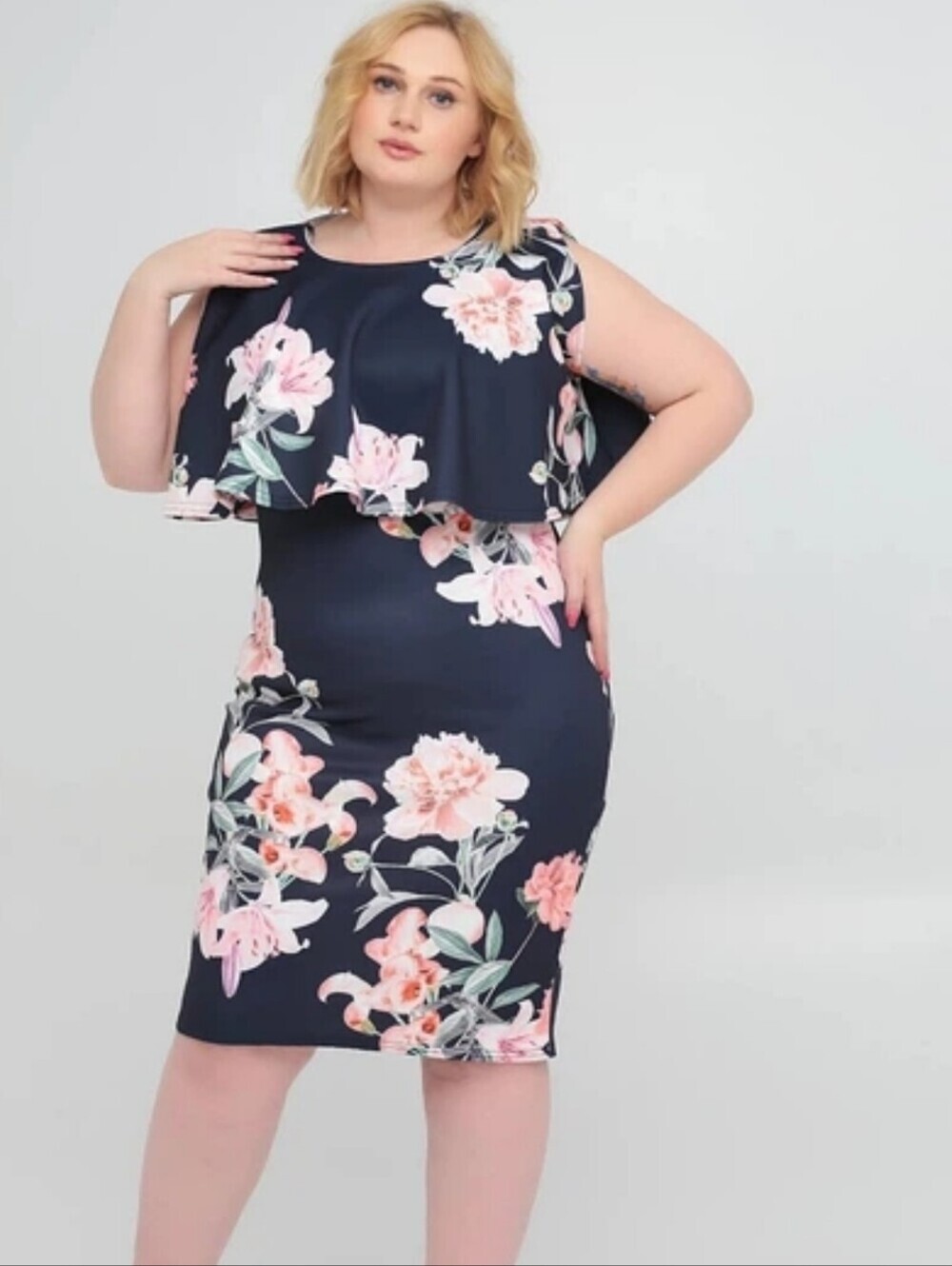 Quiz Navy Floral Flutter Sleeve Midi Dress Pink Floral Size Womens 14 NEW